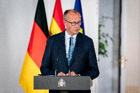 Pedro Sanchez Receives Friedrich Merz - Madrid