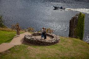 Illustration Scotland Highlands Loch Ness Urquhart Castle