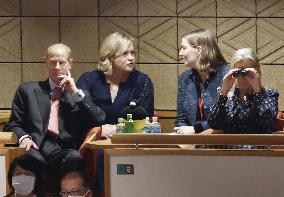 British Prince Edward watches sumo tournament in Tokyo