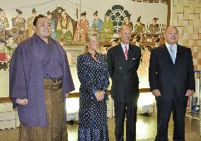 British Prince Edward watches sumo tournament in Tokyo