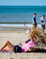 Beachgoers Enjoy Late Summer Warm Weather - Netherlands