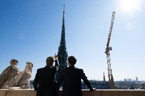 Macron Inaugurates the Towers of Notre-Dame Cathedral - Paris