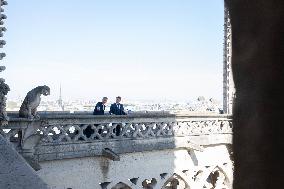 Macron Inaugurates the Towers of Notre-Dame Cathedral - Paris