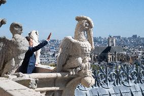 Macron Inaugurates the Towers of Notre-Dame Cathedral - Paris
