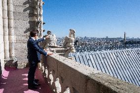 Macron Inaugurates the Towers of Notre-Dame Cathedral - Paris