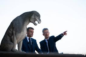 Macron Inaugurates the Towers of Notre-Dame Cathedral - Paris