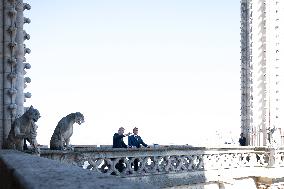 Macron Inaugurates the Towers of Notre-Dame Cathedral - Paris