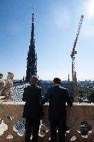 Macron Inaugurates the Towers of Notre-Dame Cathedral - Paris