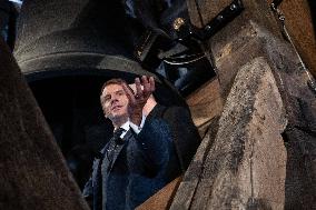 Macron Inaugurates the Towers of Notre-Dame Cathedral - Paris