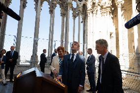 Macron Inaugurates the Towers of Notre-Dame Cathedral - Paris