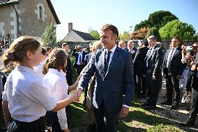 President Macron Visits Pontlevoy Abbey - Pontlevoy