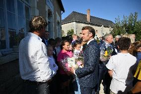 President Macron Visits Pontlevoy Abbey - Pontlevoy