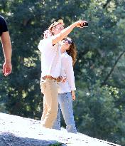 Lily James and Pierson Fode out in Central Park