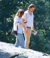 Lily James and Pierson Fode out in Central Park