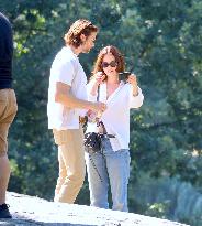 Lily James and Pierson Fode out in Central Park