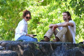 Lily James and Pierson Fode out in Central Park