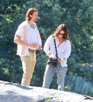Lily James and Pierson Fode out in Central Park