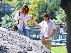 Lily James and Pierson Fode out in Central Park