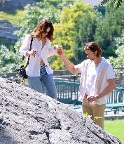 Lily James and Pierson Fode out in Central Park