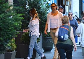Lily James and Pierson Fode out in Central Park
