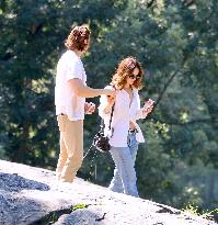 Lily James and Pierson Fode out in Central Park