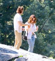 Lily James and Pierson Fode out in Central Park