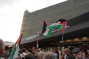Palestinian flags at Opening Gala of the 73rd San Sebastian Film Festival