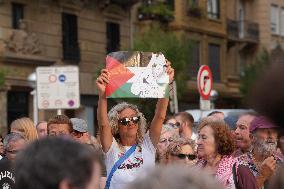 Palestinian flags at Opening Gala of the 73rd San Sebastian Film Festival