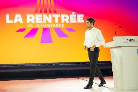 Exclusive - Gabriel Attal at La Rentree de Renaissance a day before the meeting - Arras