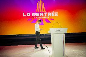 Exclusive - Gabriel Attal at La Rentree de Renaissance a day before the meeting - Arras
