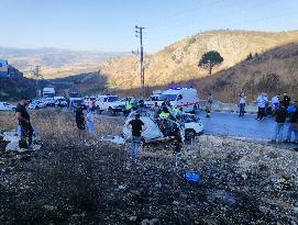 Car destroyed in an Israeli airstrike on the Khardali-Marjayoun road