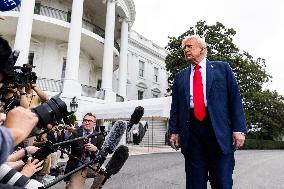 US President Trump departs the White House for Kirk funeral in Arizona