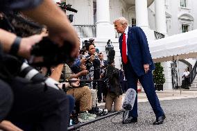 US President Trump departs the White House for Kirk funeral in Arizona