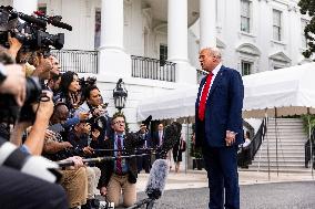 US President Trump departs the White House for Kirk funeral in Arizona