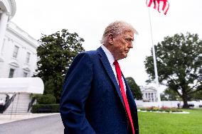 US President Trump departs the White House for Kirk funeral in Arizona