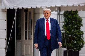 US President Trump departs the White House for Kirk funeral in Arizona