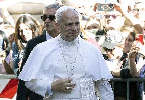 Pope Leo XIV at church of Saint Anne - Vatican