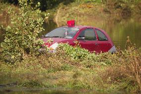 Car Of A Person Found Dead During Severe Floods - Guingamp