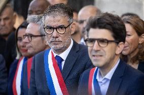 Palestinian flag raising ceremony at Saint-Denis town hall - Saint-Denis
