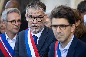 Palestinian flag raising ceremony at Saint-Denis town hall - Saint-Denis
