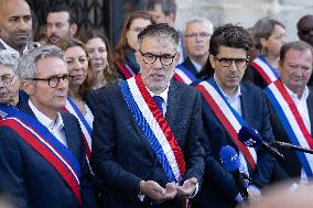 Palestinian flag raising ceremony at Saint-Denis town hall - Saint-Denis