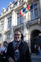 Palestinian flag raising ceremony at Saint-Denis town hall - Saint-Denis