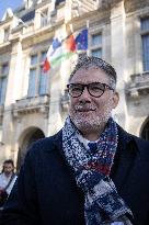 Palestinian flag raising ceremony at Saint-Denis town hall - Saint-Denis