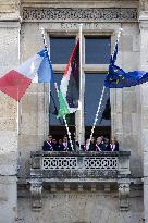 Palestinian flag raising ceremony at Saint-Denis town hall - Saint-Denis