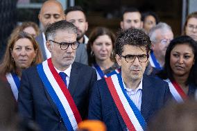 Palestinian flag raising ceremony at Saint-Denis town hall - Saint-Denis