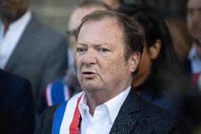 Palestinian flag raising ceremony at Saint-Denis town hall - Saint-Denis