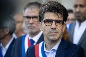 Palestinian flag raising ceremony at Saint-Denis town hall - Saint-Denis