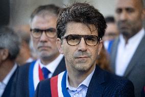 Palestinian flag raising ceremony at Saint-Denis town hall - Saint-Denis