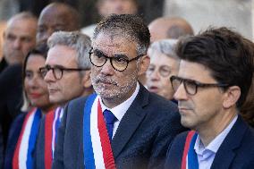 Palestinian flag raising ceremony at Saint-Denis town hall - Saint-Denis