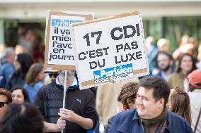 Demonstration Of Journalists And Staff Members Of Le Parisien - Paris AJ